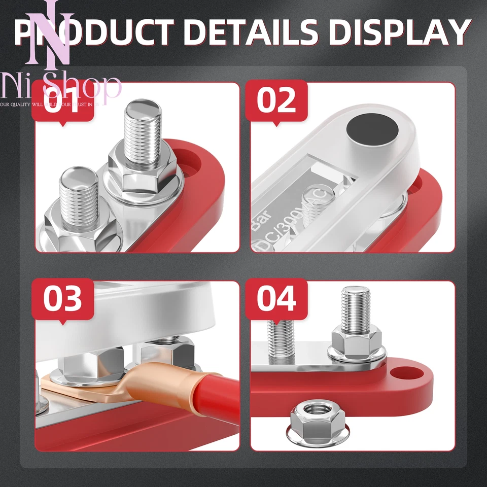 Bus Bar 12V Power Distribution Block Max 150A 48VDC 5 Post Busbar Terminal Block - image 4 of 4