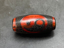 Rare Tibetan Old Agate Dzi Taiji Bagua Ancient coins Bead Pendant 29mm Z12
