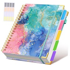 Spiral Notebooks 8.5"x11" for Work with A4 8.5" x 11" Pink Blue Marble