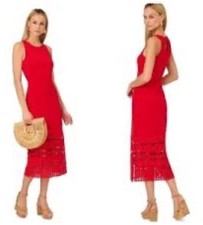 by Adrianna Papell Women's Knit Crochet Sleeveless Midi Dress Sz 14