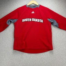 Adidas Crewneck Sweatshirt Mens S Red Fielders Choice Raglan South Dakota Fleece