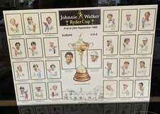 Golf Ryder Cup Uncut 1989 Belfry Cards Collectible Johnnie Walker Card Sheet