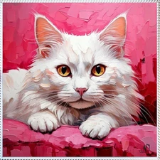 ORIGINAL Oil PAINTING on Canvas Cat Textured Artwork 12x12 in Custom Order