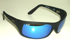 MAUI JIM MJ202-2M 65 19-120 BLUE MIRROR POLARIZED RECTANGULAR WRAPS SUNGLASSES