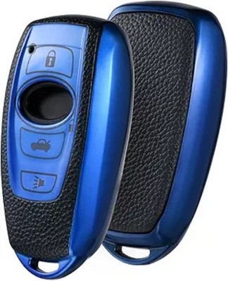 Premium Soft TPU 360-Degree Full Protection Key Fob Cover Color: Leather Blue