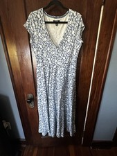 Ralph Lauren Chaps Long Blue White Floral Long Maxi Dress Large L 100% Cotton