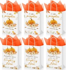 24 Set Orange Thanksgiving Fall Little Pumpkin Baby Shower Gift Bags Tissue
