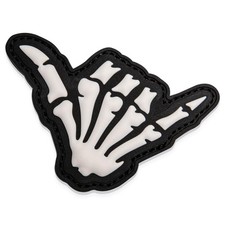 Jestik PVC Patch, Glow in The Dark Funny 2.8" x 2", GID Shaka Hand White