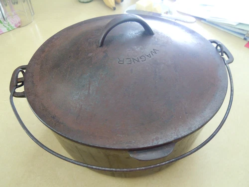 New ListingANTIQUE 1917-1922 LARGE " WAGNER " # 10 DRIP DROP BASTER DUTCH OVEN WITH LID