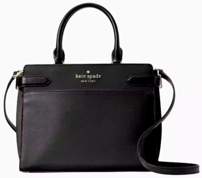 Kate Spade Staci Medium Satchel Black Saffiano Leather Purse