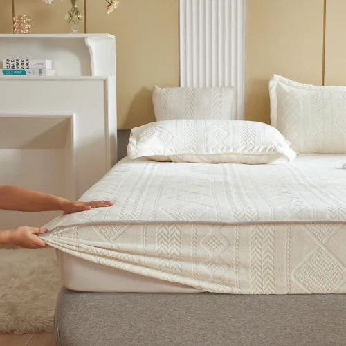 Nordic простыня молока бархата эластичная лента резинке простыня матрас чехол мягкий уютный - Изображение 2 из 4