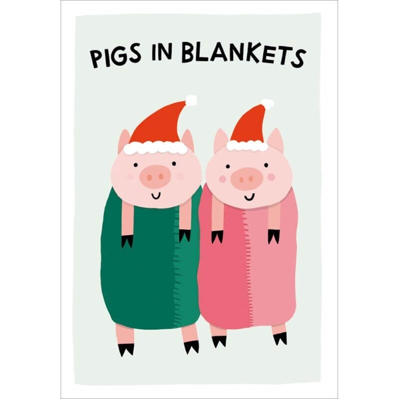 Funny Christmas Card Pigs in Blankets - Humorous Design Xmas Greeting Card