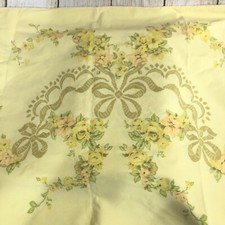 Vtg 70s Percale Twin Flat Sheet w/ Standard Pillowcase Yellow Floral Cottagecore