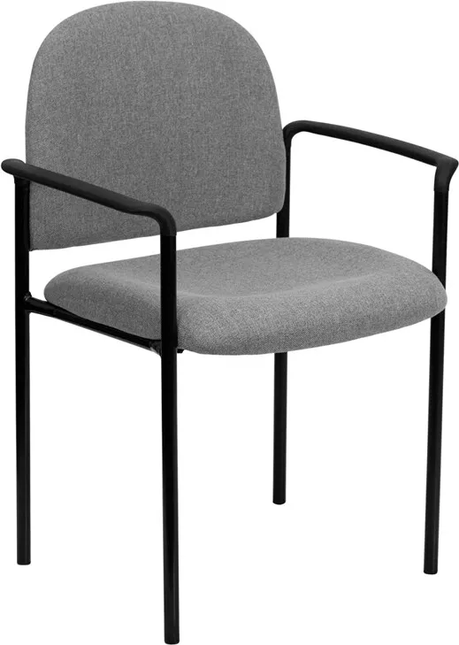Gray Fabric Stackable Office Chair with Arms Metal Frame Waiting Room Chair