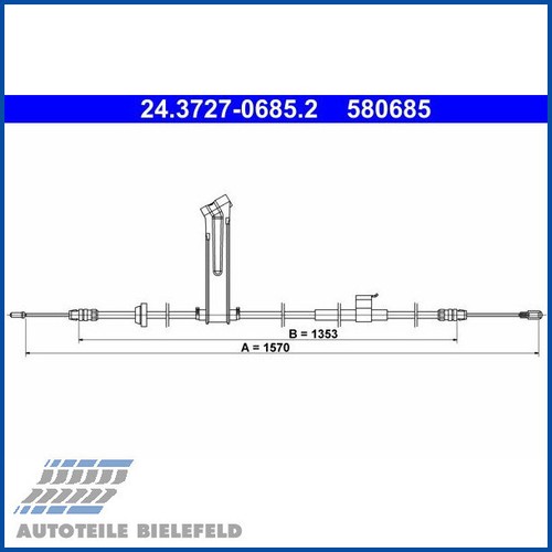 ATE Handbremsseil 24.3727-0676.2 - Für Ford Galaxy Und Andere Modelle