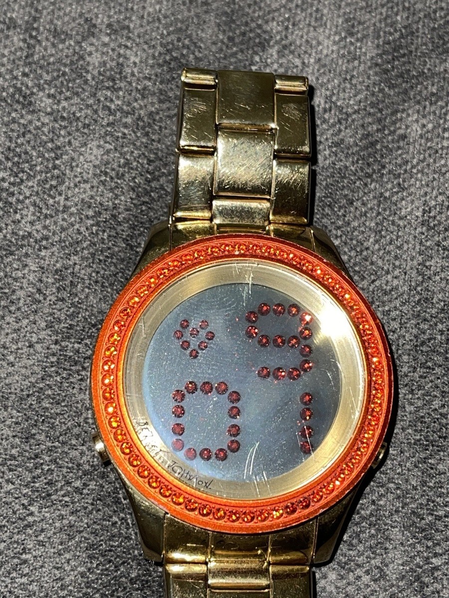 Betsey Johnson gold watch red crystal Bezel digital NEW  display picture 3