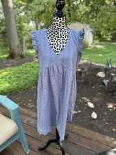 Knox Rose Dress Ruffle Short Sleeve Floral Eyelet A-Line M V-Neck Mini Boho YC