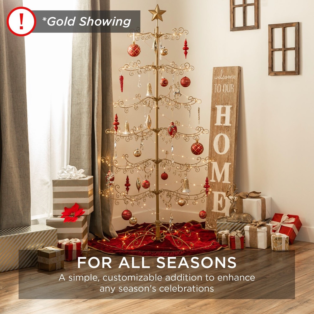 Christmas Tree Wrought Iron 6 ft. Gold Unlit , SKY5990 NEW in BOX