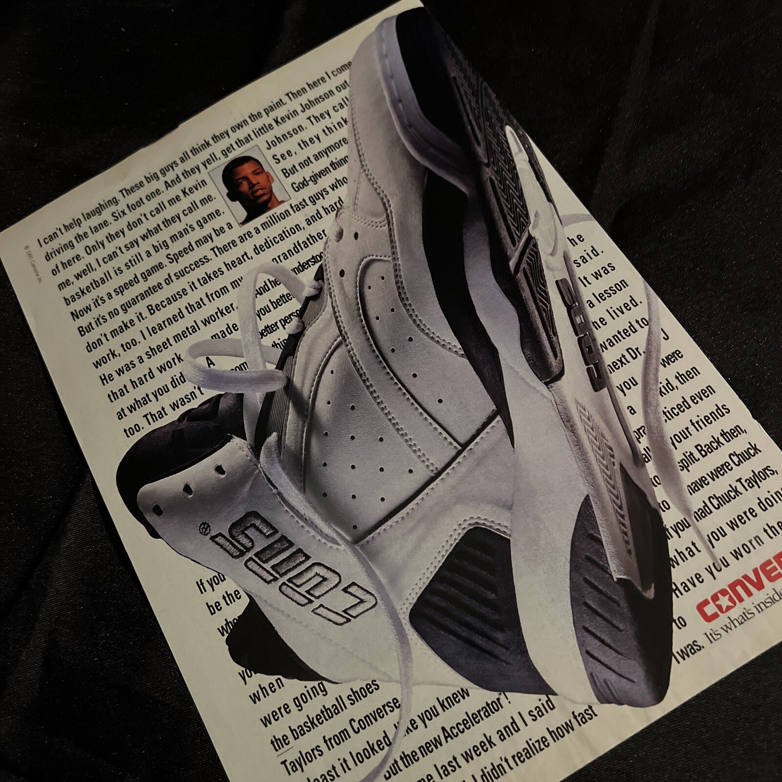 Vintage Kevin Johnson Converse Advertising Print Ad Accelerator Hoops Shoes 1991