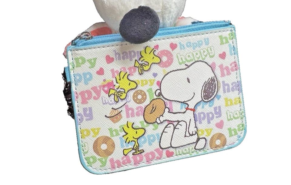 Nuevo Snoopy Dibujos Animados Perros Llavero Tarjetero ID Cremallera Cartera Azul Foto 2 de 4