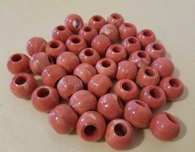 Lot 40 Rose Pink Marbella Plastic Acrylic Round Macrame Craft Beads 22mm 7/8''