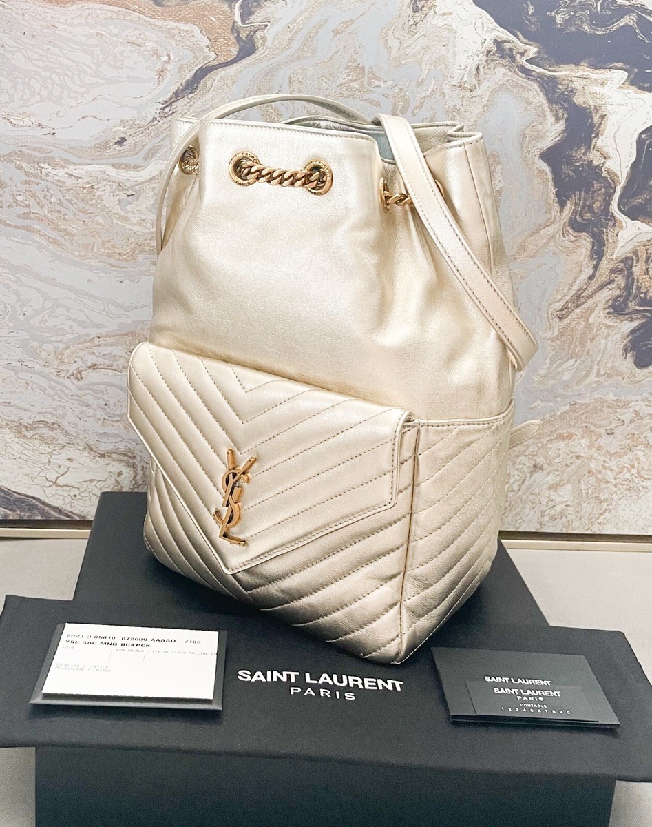 Saint Laurent Matelasse Monogram Joe Gold Lambskin Leather