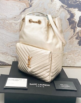 Saint Laurent Matelasse Monogram Joe Gold Lambskin Leather Backpack