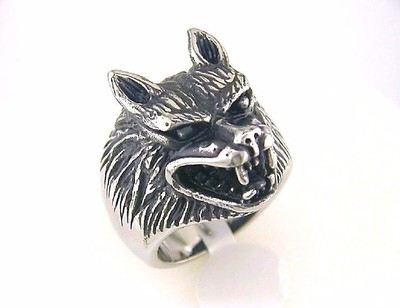 #ad Mens Wolf Face Ring Stainless Steel $9.99