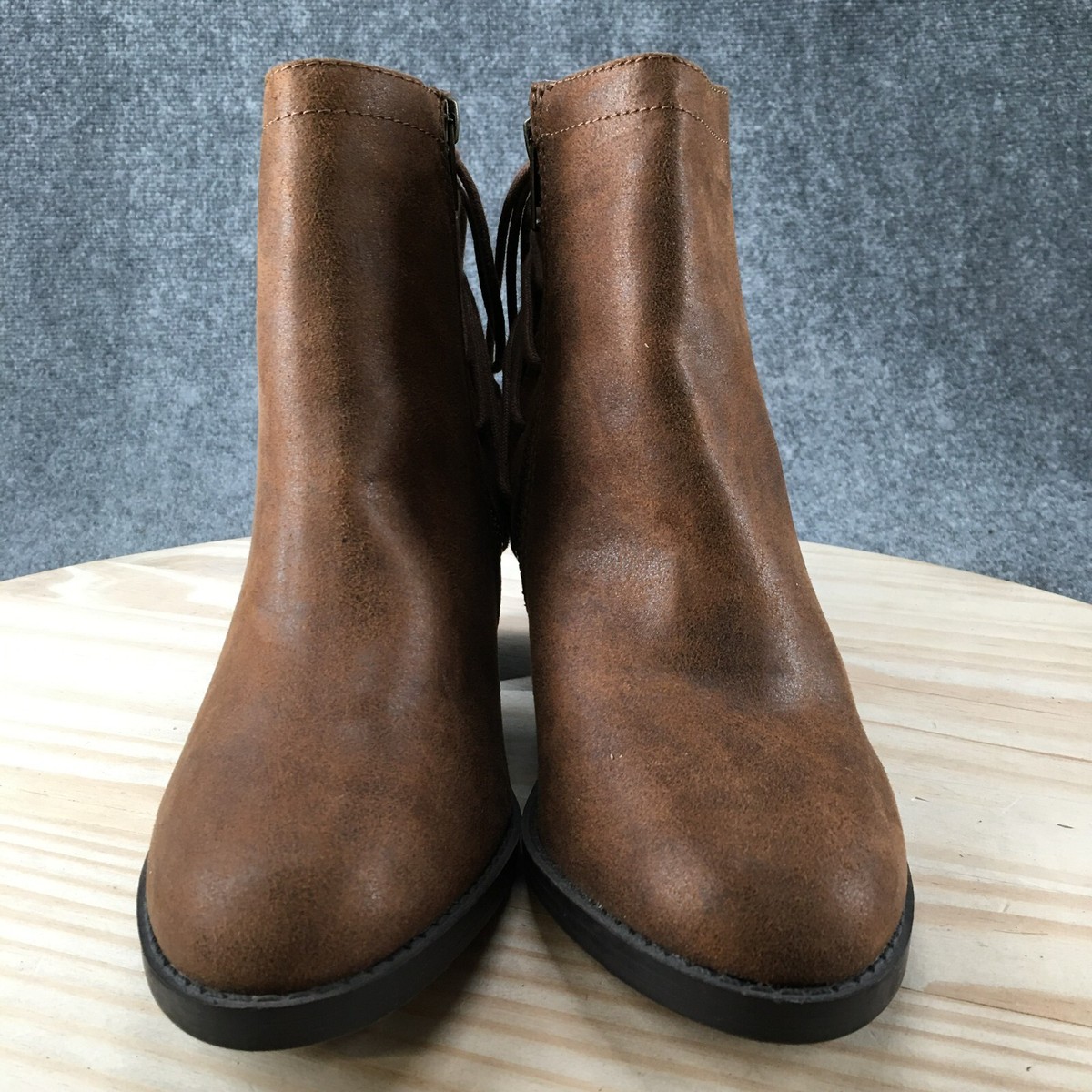 SM New York Boots Womens M Emmy Ankle Booties Brown Faux