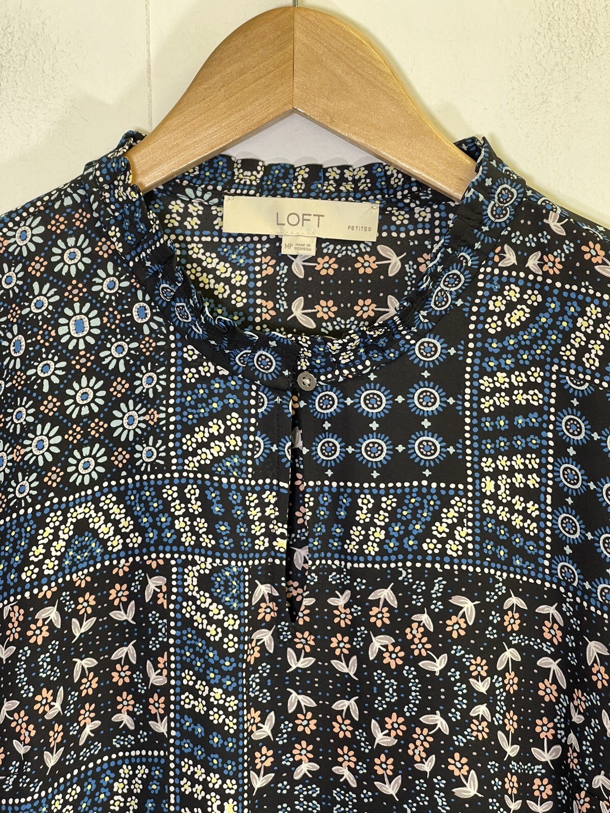 LOFT Women’s MP Patchwork Ruffle Collar Back Pepl… - image 6