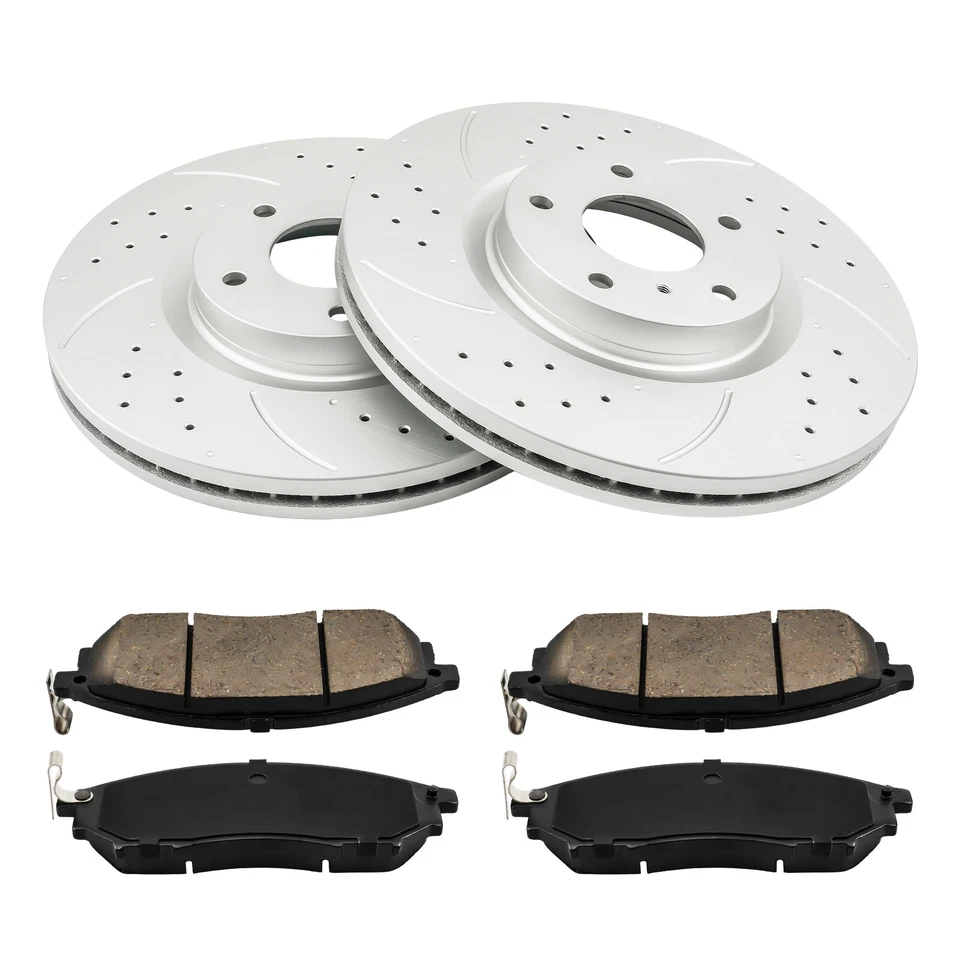 31375 D888 Front Drilled Disc Rotors +Brake Pads For Infiniti EX35 EX37 G25 M35 - Изображение 2 из 4