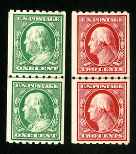 US-Stamps-390-1-XF-Line-pairs-OG-LH-Scott-Value-295-00