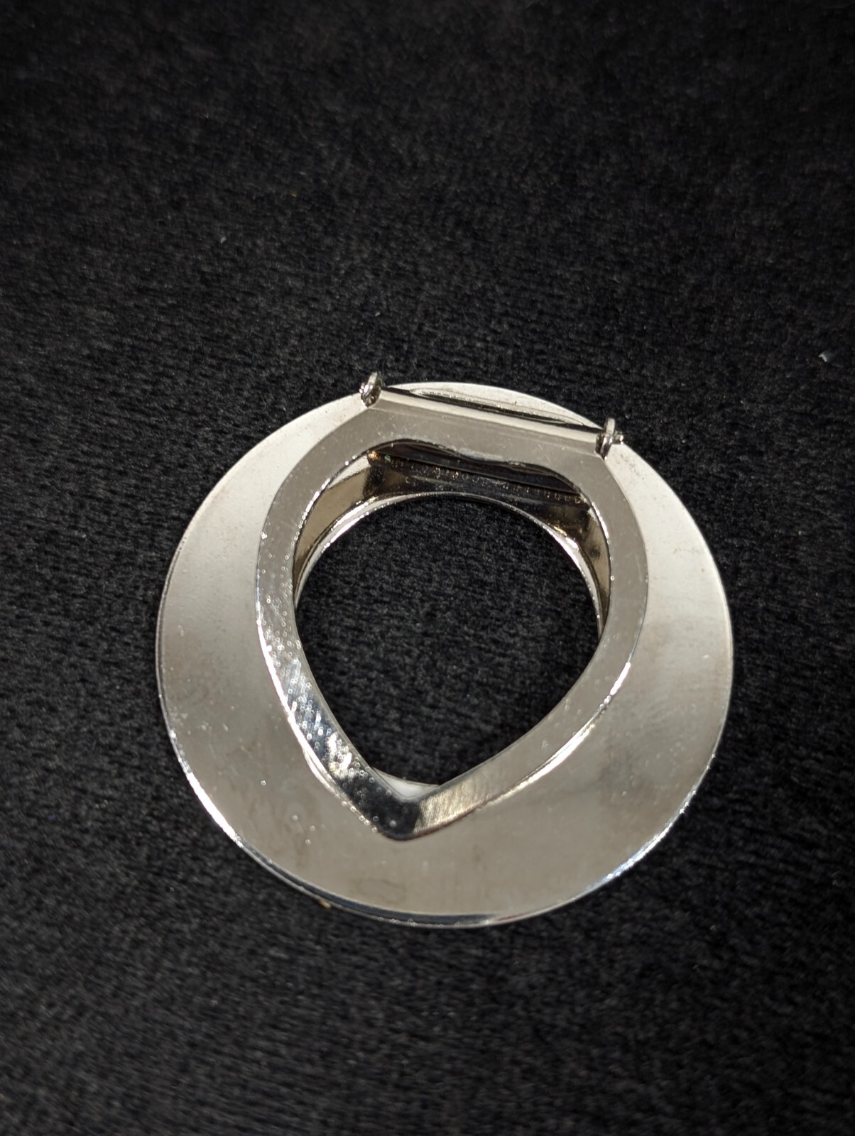 Vintage Silver Tone Brused Round Circle Mid Mod Scarf Dress Clip