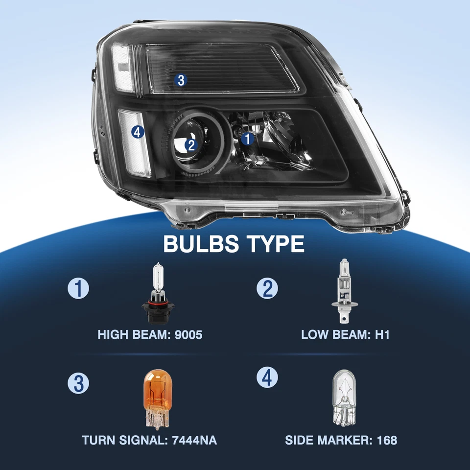 Faros delanteros negros proyectores halógenos para GMC Terrain 2010-2015 izquierda+derecha Foto 2 de 4