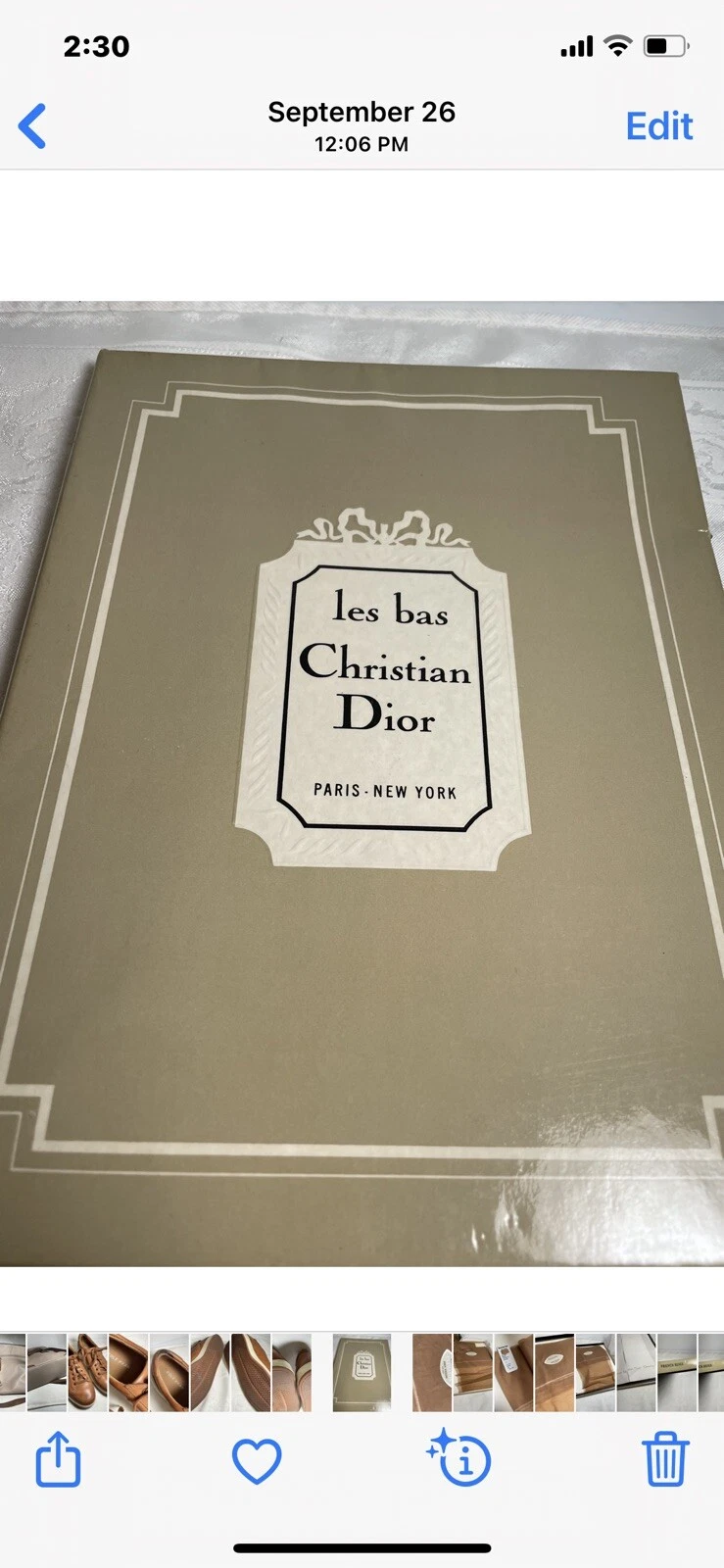 Bas de jarretière Christian Dior, beige français 10m ultra NOS(2)pr vintage parfait