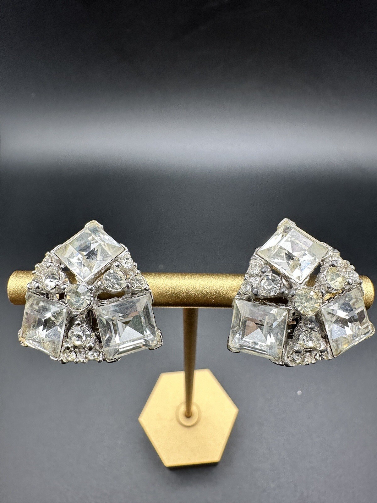 Vintage Signed BOGOFF Silver Tone Clear Rhineston… - image 1