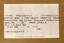 2002 STATUS QUO THE HEAVY TRAFFIC TOUR IPSWICH UK CONCERT TICKET STUB DOWN DOWN
