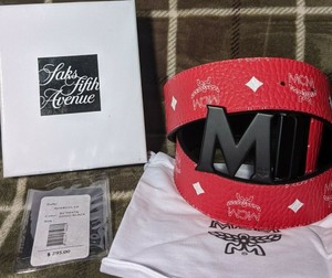 red and white mcm belt