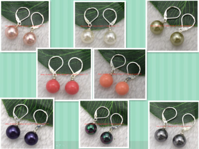 Natural 8-14mm Multicolor Shell Pearl Hook Dangle Earrings(Not real pearls)