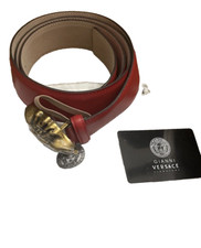 MEN'S VERSACE MEDUSA RED LEATHER BELT SIZE 105/42
