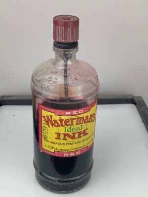 Waterman Master Red Ink Bottle 32 oz with Two Labels, Canada (e461)
