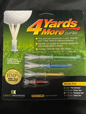 GREEN KEEPERS 4 Yards More Golf Tees Variety Pack - 4", 3 1/4", 2 3/4", 1 3/4"