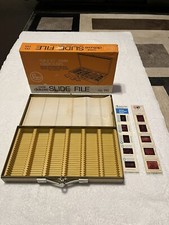 Logan Metal Deluxe Slide File No 115 Gold Organizer Storage 2 x 2 w/Bonus Slides