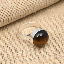 Beautiful Tiger's Eye Gemstone Handmade 925 Sterling Silver Ring Jewelry