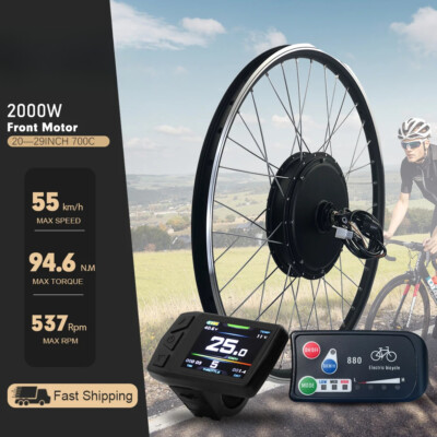 48V 2000W MTB E-Bike Conversion Kit 20-29'' 700C Gearless Electric Bike Kit