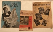 3 Vintage Tatting  Crochet Pattern Books, Table Topics, Workbasket