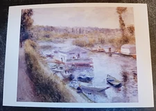 postcard Renoir Wash House Boat at Bas-Meudon painting art unposted