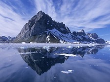 Landscape mountains nature snow ice water reflection Custom Gaming Mat Desk