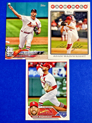 2008 2018 & 2023 Topps - Adam Wainwright - St. Louis Cardinals - 3 Pcs