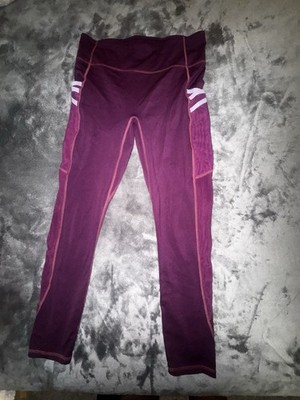 Fabletics High Waisted Side Pocket 7/8 Leggings Size L Large Burgundy